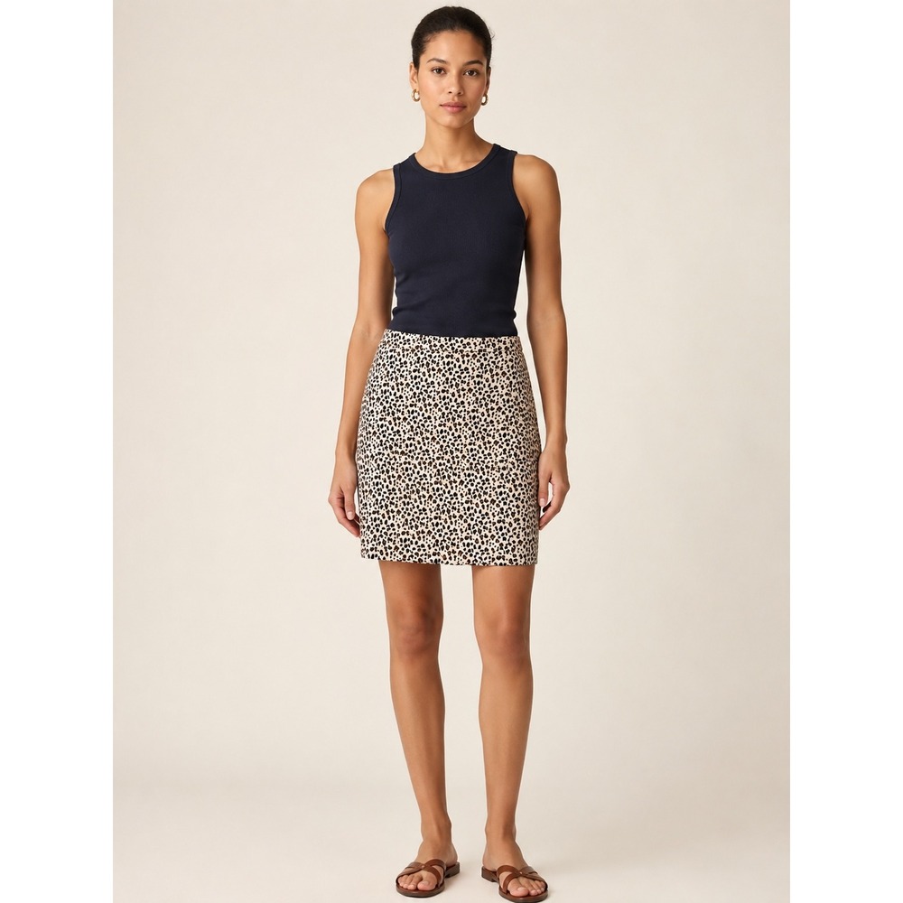 J.Crew Womens Leopard Pencil Skirt 12 Animal Print Office Classic Tan Black Chic